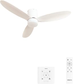 CREATE - 40W stille plafondventilator Ø132 cm - Wit - Met licht - Controller voor wandmontage + afstandsbediening - WIND LITE — thumbnail 1