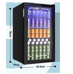 Linkforu - Drankenkoelkast - Mini Koelkast - 126 Blikjes - Geruisloos dus ook Ideaal voor in de Camper of Caravan - Zwart RVS –Design en Led Verlichting - 49×44,5×78 cm — thumbnail 3