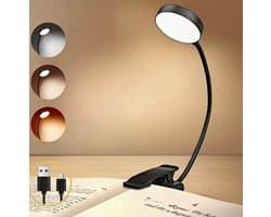 leeslamp-3 verlichtingsstanden en oogbeschermin-verlichting-360° flexibele opklikbare boeklamp-boekenlegger-bed-bedlamp