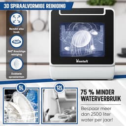 Mini Vaatwasser - Compact Apparaat - Snel Schoon Maken - App Bediening - 5 Liter Tank - Wit — thumbnail 5