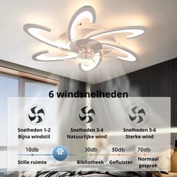 TamTrade Plafondventilator - Plafond ventilator met verlichting - LED - Dimbare verlichting - ABS-ventilatorbladen - 6 Snelheden — thumbnail 2