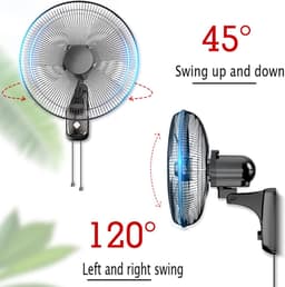 Muurventilator - Elektrische ventilator - Ruimte koelen - Instelbare luchtstroom - 16 inch - Zwart — thumbnail 2