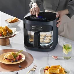 Glazen Airfryer - Hete Lucht Frituurpan - Gezond Koken - Doorzichtige Kom - 6 Liter - Zilver — thumbnail 4
