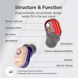 Oplaadbare hoortoestellen voor senioren, in-ear ontwerp, ruisonderdrukking, geluidsversterking, USB-interface, lange batterijduur, wit LED-display. — thumbnail 4