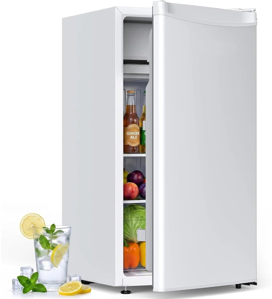 Celestul Mini Koelkast 90L - Koelkast met Vriesvak - Stille Minibar 41 dB - Compacte Koelkast voor Slaapkamer, Kantoor & Studentenkamer - Wit — afbeelding 1