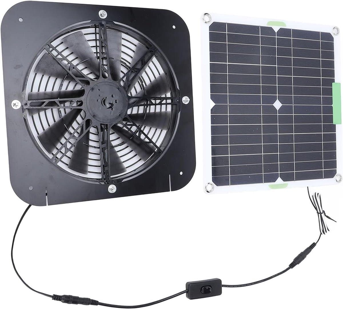 Zonne Uitlaatventilator - Zonnepaneel Ventilator - Lucht Circulatie - 100W Hoog Rendement - 13.5 Inch Fan - Zwart — afbeelding 1