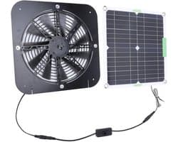 Zonne Uitlaatventilator - Zonnepaneel Ventilator - Lucht Circulatie - 100W Hoog Rendement - 13.5 Inch Fan - Zwart