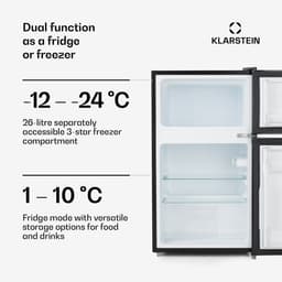Klarstein Diepvriezer Big Daddy Cool Koelvriescombinatie 87L 40 dB - Koelkast met Vriesvak - Mini-Koelkast Compact - voor Keuken voor Singles - LED Vrijstaand Glazen Lades - Freezer - Vrieskast - Diepvrieskast - Vrieskast Klein — thumbnail 5