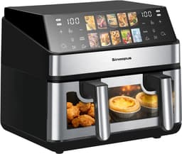Sinaopus XXL Airfryer 8L 903A – Met Dubbele Mand – 10 Kookprogramma’s – Onafhankelijke Snelle Opwarming – Geschikt voor Gezinnen – Kijkvenster – Eenvoudig te Reinigen – Capaciteit voor 4 tot 5 Personen — thumbnail 1
