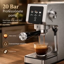 Professioneel Espressomachine 20 Bar - Koffiemachine met Stoompijpje, Kopjeswarmhoudplaat & RVS Behuizing - Voor Thuis Gebruik — thumbnail 3