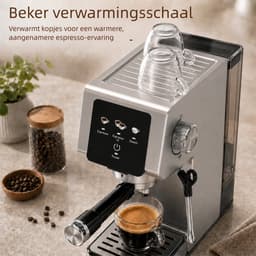 Professioneel Espressomachine 20 Bar - Koffiemachine met Stoompijpje, Kopjeswarmhoudplaat & RVS Behuizing - Voor Thuis Gebruik — thumbnail 5