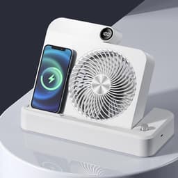 Ventilator met Oplader - Bureau Ventilator - Verkoeling en Opladen - 100 Snelheidsniveaus - 25x16.5x24cm - Wit — thumbnail 5