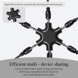 Audio Splitter - 3.5mm Jack Hub - Audio Delen - 6 Poorten Aluminium - Compact Ontwerp - Zwart — thumbnail 5
