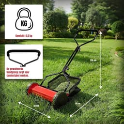 VIN® Grasmaaier Handmatig – Grastrimmer Met 21 Liter Opvangbak – Handmaaier Met 5 Messen – Kooimesmaaier 35 Cm Breed — thumbnail 3