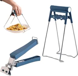 Keukentang Set - Anti-verbrandingsclips - Hete Borden Verplaatsen - Roestvrij Staal - 2 Maten - Blauw — thumbnail 1