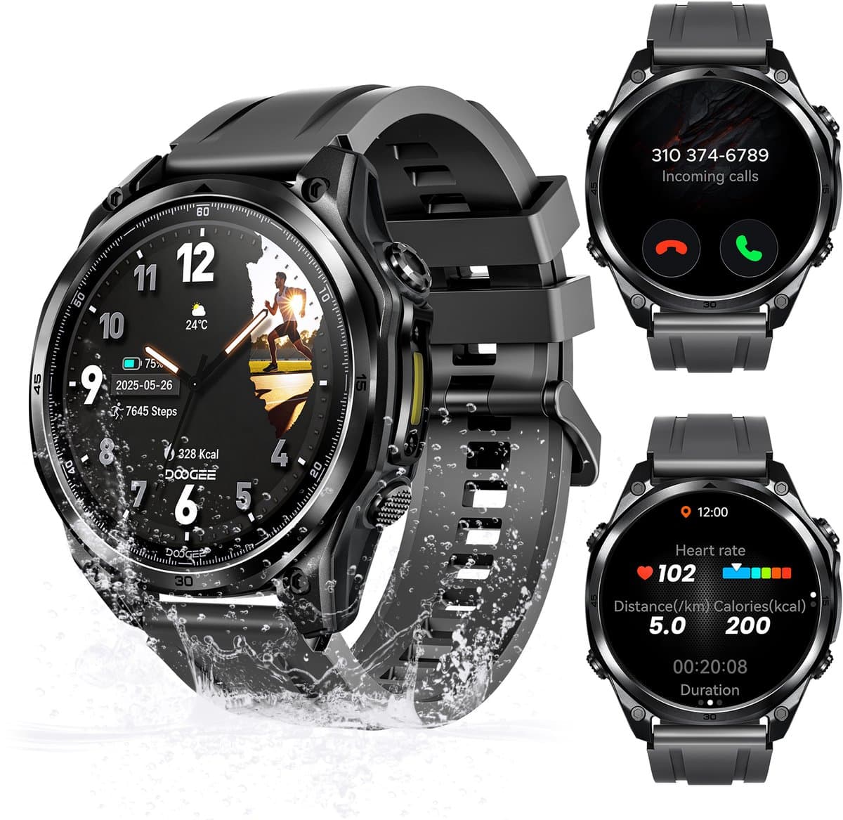 Anywise W1 Lite Smartwatch - Smartwatch Heren - Smartwatch Dames - 2026 Model - 1.43 HD AMOLED Touchscreen - Stappenteller - Hartslagmeter - Saturatiemeter (SpO2) - Bluetooth Oproepen - IOS & Android - Screenprotector - Zwart — afbeelding 1
