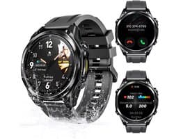 Anywise W1 Lite Smartwatch - Smartwatch Heren - Smartwatch Dames - 2026 Model - 1.43 HD AMOLED Touchscreen - Stappenteller - Hartslagmeter - Saturatiemeter (SpO2) - Bluetooth Oproepen - IOS & Android - Screenprotector - Zwart