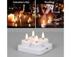 4 Oplaadbare Theelichtjes, Vlamloze LED-theelichtjes Op Batterijen, Halloween, Herfst, Bruiloft, Tafeldecoraties