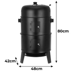 MOZY® - 3 in 1 Rook- en Grilloven met Hoes - met Thermometer - Inclusief Accessoires - Barbecue - Grillen - Verticale Rookoven - Houtskoolbarbecue - BBQ Vat - Barbecuen — thumbnail 2