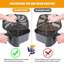 Airfryer Grillplaat - Crisper Lade - Gezond Koken - Vaatwasmachinebestendig - 24.4 x 24.8 cm - Zwart — thumbnail 6
