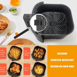 Airfryer Grillplaat - Crisper Lade - Gezond Koken - Vaatwasmachinebestendig - 24.4 x 24.8 cm - Zwart — thumbnail 4