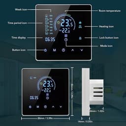Intelligente programmeerbare thermostaat, geschikt voor verwarming en koeling in huis, met 7-daagse timer, energiebesparende modus en eenvoudige installatie. — thumbnail 3