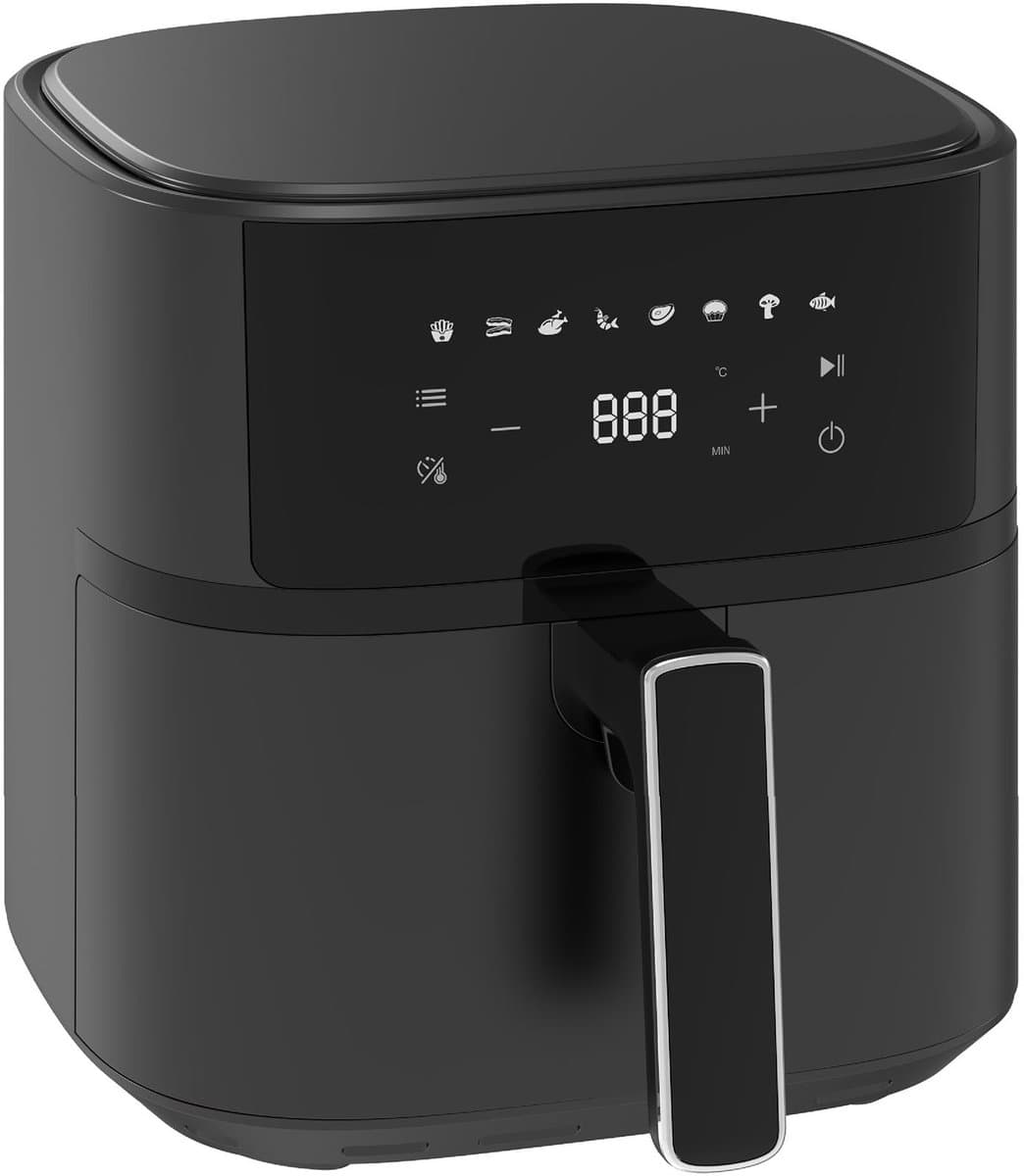 AIMASON 625A Airfryer - 6.5L Heteluchtfriteuse met LED-display - Snelverwarming van 1700W - Metalen Binnenmand - 8 programma's - 80-200℃ - Zwart — afbeelding 1