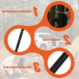 Kampvuur Kookstandaard van Aluminium Legering - Draagbare Grill voor Buiten, Tripod voor Koken en BBQ — thumbnail 5
