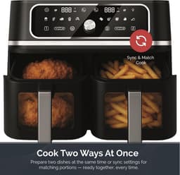 Swiss Haus® AF2309 Dubbele Airfryer XXL - 9L (2x4.5L) – 3100W – Met Kijkvenster – PFAS-vrij – Sync & Match Cook – 10 Programma’s – Heteluchtfriteuse – Zwart — thumbnail 8