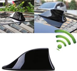 Haaienvin-Antenne Voor Auto,Universele Videoantennes Auto Antenne met AM/FM -radiosignaal met waterdichte zelfklevende basis voor auto SUV-vrachtwagen (zwart) — thumbnail 1