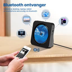Discman - Walkman - Draagbare CD Speler met Bluetooth - Ingebouwde Speaker - Inclusief Afstandsbediening - Radio - Timer - Zwart — thumbnail 2
