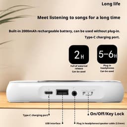 CD Speler - Draagbare Bluetooth-cd-speler met USB-C-snelladen - Ultradun en compact - Ondersteunt CD/CD-R/CD-RW/MP3/WMA-formaten - Geschikt voor zowel reizen als thuisgebruik - 3.5 MM AuxIngebouwde speaker - Met oortjes en datakabel - 2000mah — thumbnail 5
