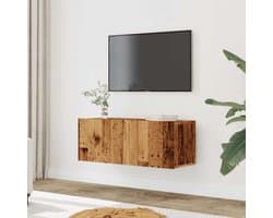 TV-kasten set - Lowboard tv-kast - Woonkamer opbergen - Wandmontage mogelijk - 80x30x30 cm - Oud hout look