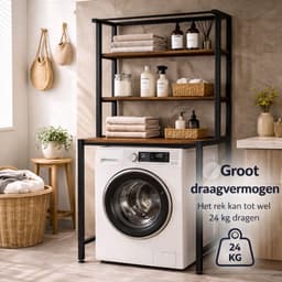 MeubelsvanJoep wasmachine ombouw rek zwart 178 x 60 x 70 cm - Wasmachine rek met opbergruimte zwart - Wasmachine rek bovenlader zwart - Wasmachine rek voorlader zwart - Toilet kast - Wc meubel - Wc kast — thumbnail 3