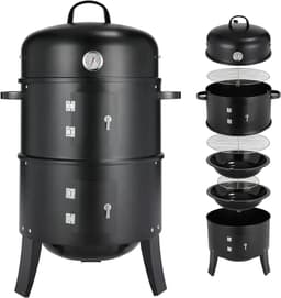 Seth Select Houtskool BBQ, Grill BBQ, Smoker BBQ, BBQ Smoker Grill met Handgrepen, 3-in-1 houtskool BBQ, Zwart — thumbnail 1