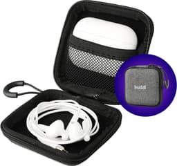 Buddi Sorted Organizer Hoesje voor Oordopjes - Compact Opbergdoosje - Tasje - Met Ritssluiting en Haakje - Hard Case - Geschikt voor o.a kabels en AirPods - 8 x 8 x 3 cm - Zwart — thumbnail 1