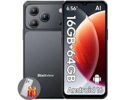 Blackview WAVE 7C Smartphone 4G AI - DUAL SIM - 16GB RAM - 64GB ROM - Android 16 Telefoon - 6,56 inch - 5000mAh - GPS - Zwart