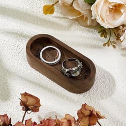 Walnoten Houten Ringhouder - Kleine Platter voor Sieraden, Trouwringen en Cadeaus - Ellipsvormig, 8.2x3.7 cm, Perfect voor Verjaardagen en Jubilea — thumbnail 5