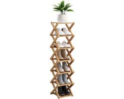 Opvouwbaar schoenenrek met 7 niveaus, versterkte structuur, ruimtebesparend en antislip, ideaal voor hal, slaapkamer en entree