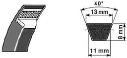 V-riem Glad - Aandrijfriem Grasmaaier - Grasmaaier Onderhoud - Type A93 Profiel 13x8 - 2360 mm - Zwart — thumbnail 2