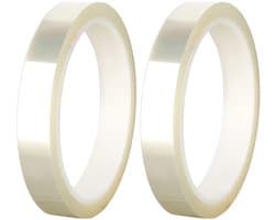 2 Rollen Hittebestendige Tape, Transparante Lijmtape voor Sublimatie, Ideaal voor DIY Klussen en Creatieve Projecten - 20mm