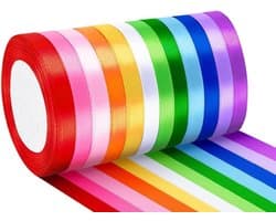 Kleurige Cadeaulint Rol voor Creatief Gebruik, Ballonnen, Versieringen en Trouwen (1cm x 22m)