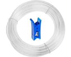 Flexibele PU luchtslang van 12 m, transparante pneumatische slang voor gecomprimeerde lucht, 10 mm buiten- en 6,5 mm binnendiameter + 1 slangensnijder