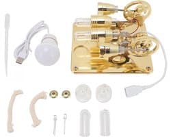 Miniatuur 4 Cilinder Heet Lucht Stirling Motor - Onderwijsmodel voor Fysica, Energie Generatie en Wetenschappelijke Projecten voor Kinderen en Studenten