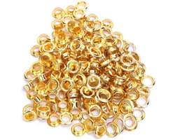 100 Stuks Gouden Oogjes Grommet Ringen van Messing voor Bead Cores, Kleding en Leer, 6mm Zelfondersteunend