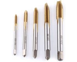 Set van 5 Rechte Fluit Tappen Assortiment M3, M4, M5, M6, M8 in HSS Staal voor Precisie Draadbewerking en Tapgereedschap