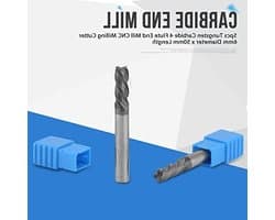 Set van 5 stuks 6mm x 50mm Tungsten Carbide Frees, 4 Fluit CNC Freesgereedschap voor Precisiebewerking