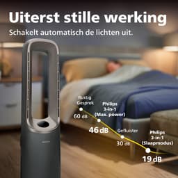 Philips 8000 Series Air Performer 3-in-1 Luchtreiniger - Ventilator & Verwarming - CADR 270m3/u - Ruimtes tot 70m2 - 3 laags HEPA Filtratie - Air+ app - Grijs - AMF870/15 — thumbnail 8