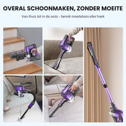 Grenintol V870 Steelstofzuiger - Snoerloze Stofzuiger met Accu - Draadloos Steelstofzuiger - 60000Pa Krachtige Zuigkracht - 350W Borstelloze Motor - 1.6L Grote Stofbak - HEPA Filter - LED Verlichting - Voor Dierenharen & Harde Vloeren - Paars — thumbnail 4