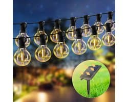 Waterdichte solar lichtslinger voor buiten, 9 meter, 15 bolvormige lampjes, met afstandsbediening. Geschikt voor terrassen, achtertuinen en tuinen. Weerbestendig. Ideaal voor terrassen, feesten, bloemenstalletjes, cafés en decoratieve verlichting.